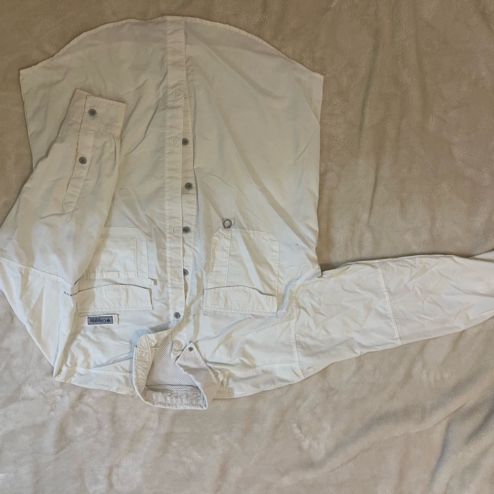 Columbia White Button-Up Shirt